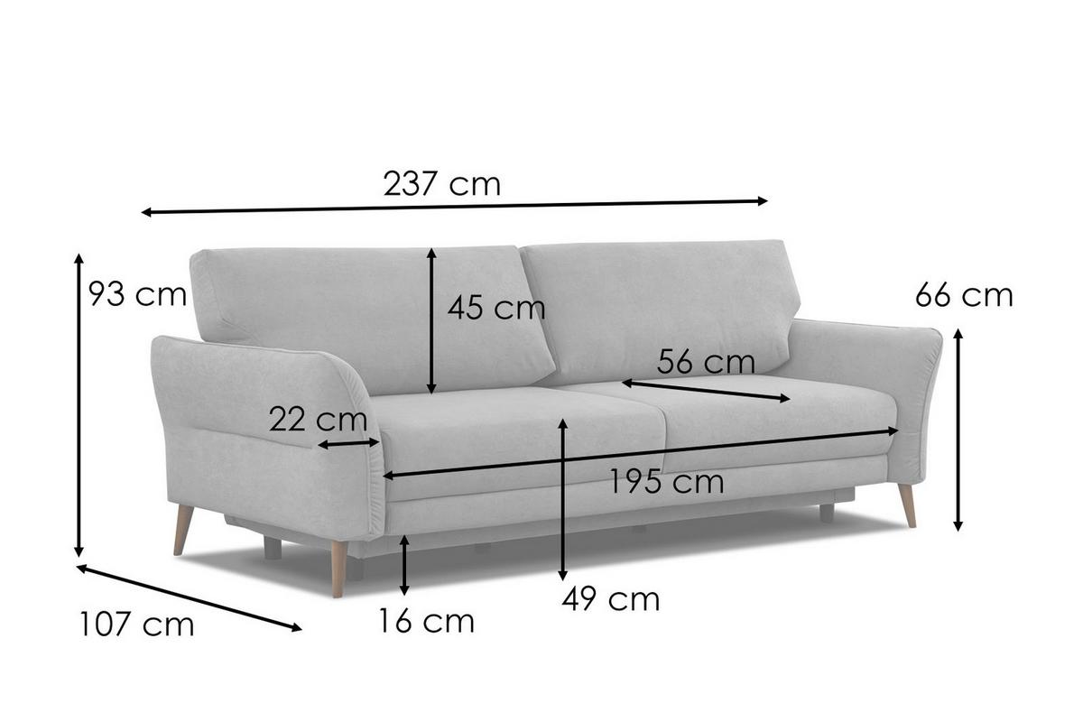 SOFA FIGARI 3-Sitzer mit Schlaffunktion, hellgrau - Hellgrau/Braun, Holz/Textil (232/90/107cm) - Wozimo