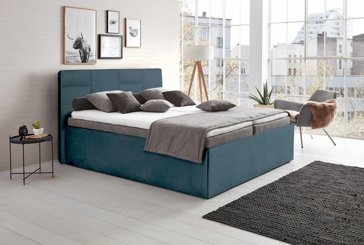 POLSTERBETT Damas Blau 120 x 200 x 40 cm Mit hochwertiger Matratze H3 (bis 120 kg) und Lattenrost - Blaugrau, Holz (120/200cm) - Halmon Schlafkomfort Betten 