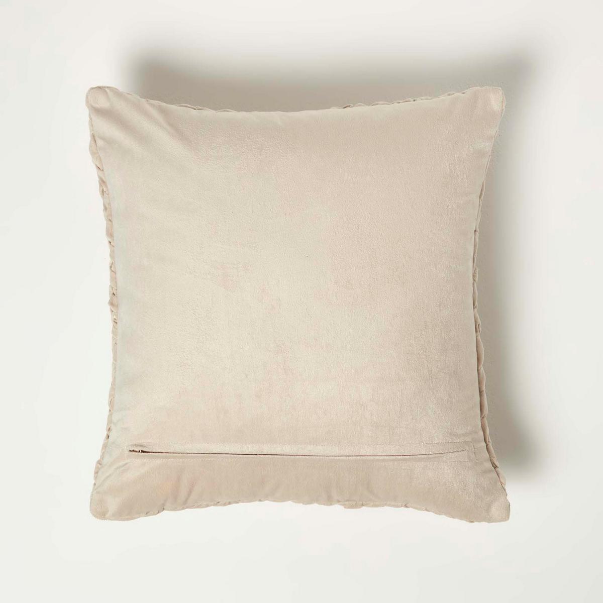 SAMTKISSEN Sofia creme 45/45 cm in Flechtoptik - Creme, Textil (45/45cm) - Homescapes
