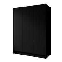 DREHTÜRENSCHRANK VELAR 150/200/51 cm Modern Kleiderschrank 3-türig Schwarz - Schwarz, Holzwerkstoff (150/200/51cm) - MASSENO