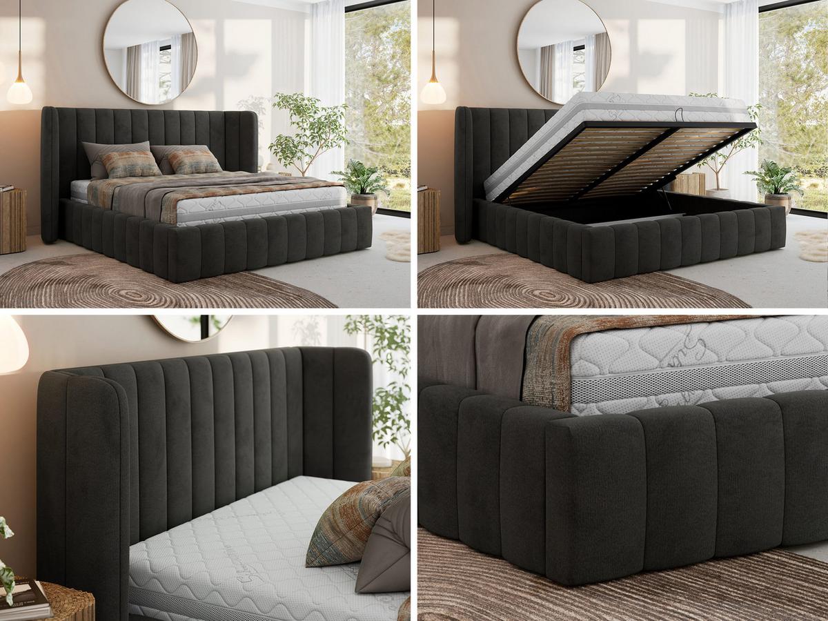 POLSTERBETT GOLETTA CLASSIC 140/200 - Dunkelgrau Velvet - Multipocket-Matratze - Dunkelgrau, Textil (140/200cm) - MKS
