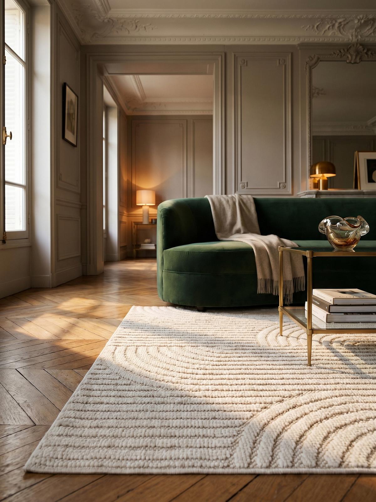 TEPPICH Flachgewebe LANGAU in Creme, mit geometrischen Bögen, 200 x 290 cm - Beige, Textil (290/200cm) - KADIMA DESIGN