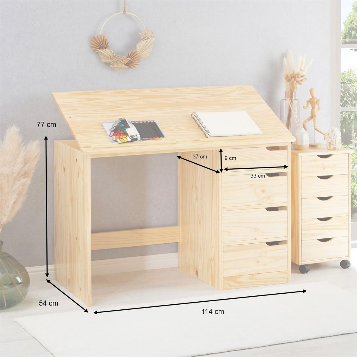 KINDERSCHREIBTISCH EMMA natur - Naturfarben, Holz (114/76/55cm) - IDIMEX