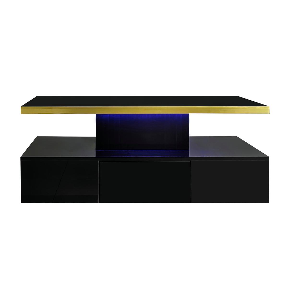 COUCHTISCH in Hochglanz mit LED-Beleuchtung - Weiß, Holzwerkstoff (50/100/39cm) - Urban Meuble