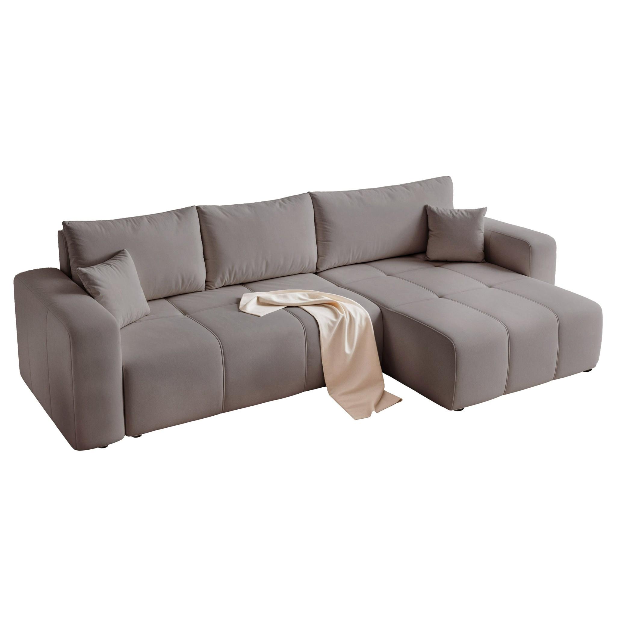 ECKSOFA Leros Xl Mit Schlaffunktion - Grau, Holzwerkstoff/Textil (145/278cm) - Fun Möbel