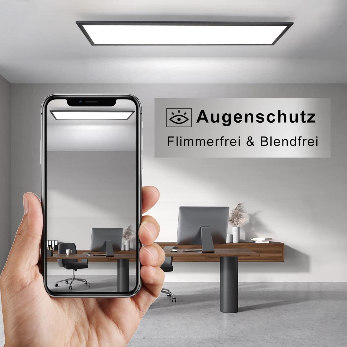 LED-DECKENLEUCHTE Nelly 120/30/1 cm - Schwarz, Metall (120/30/1cm) - Nettlife