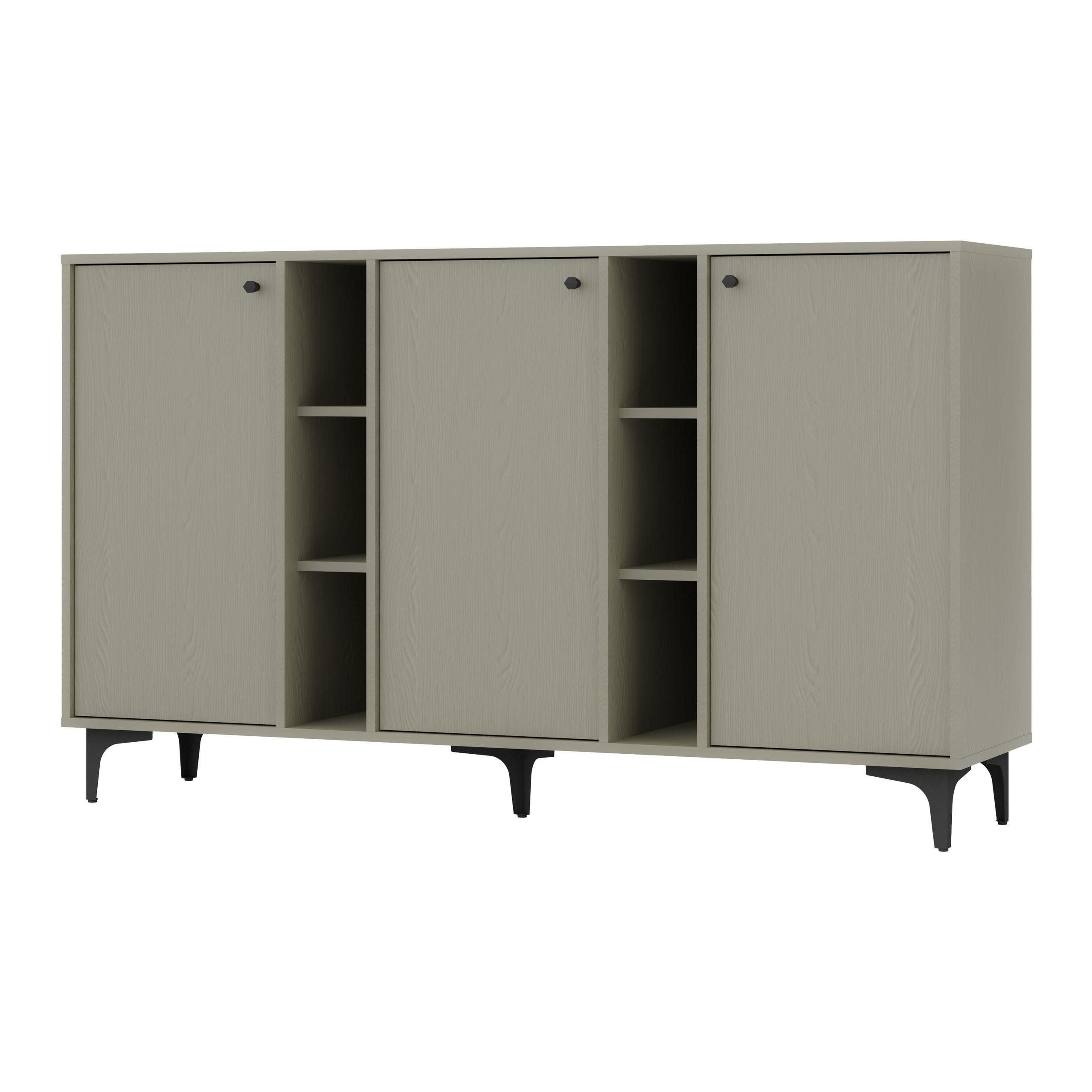 SIDEBOARD TORINO 158/94/41 cm mit 3 Türen Hellgrün - Hellgrün, Holzwerkstoff (158/94/41cm) - MASSENO