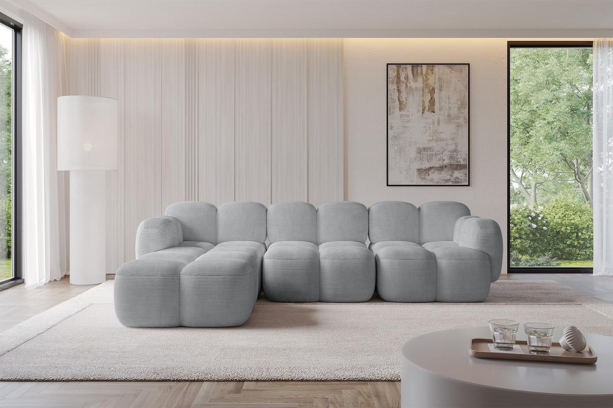 ECKSOFA modulares Sofa Links Miko-L2 302x205x75 Grau Cord - Anthrazit/Schwarz, Holzwerkstoff/Kunststoff (302/205cm) - ALTDECOR