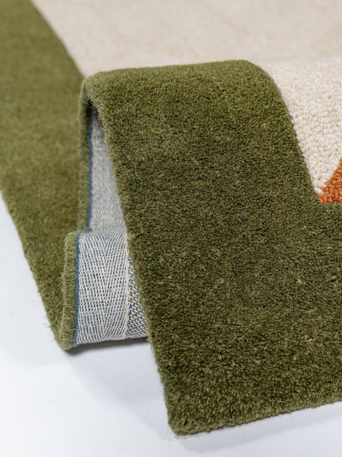 TEPPICHLÄUFER handgetuftet DARENT, Wabenmuster, Erdtöne-Grün, 60 x 230 cm - Grün, Textil (60/230cm) - KADIMA DESIGN
