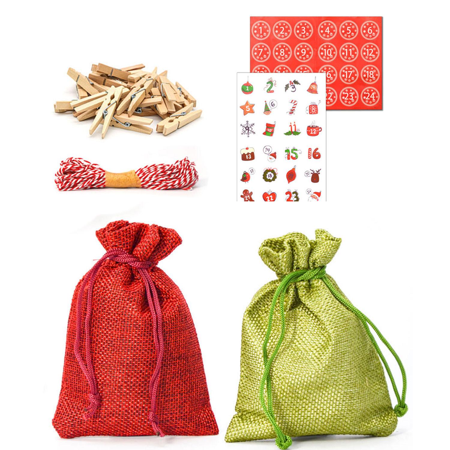 ADVENTSKALENDER zum Selbstbefüllen, 24 Geschenk-Säckchen Rot - Rot, Kunststoff (9.5/3/13cm) - Dunedesign