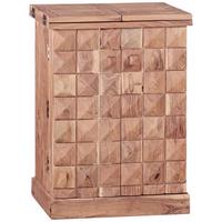 BARSCHRANK aus Massivholz mit Türen und integrierter Weinaufbewahrung SAAR, Beige 65x50x91 cm - Beige, Akazienholz/Holz (65/91/50cm) - KADIMA DESIGN