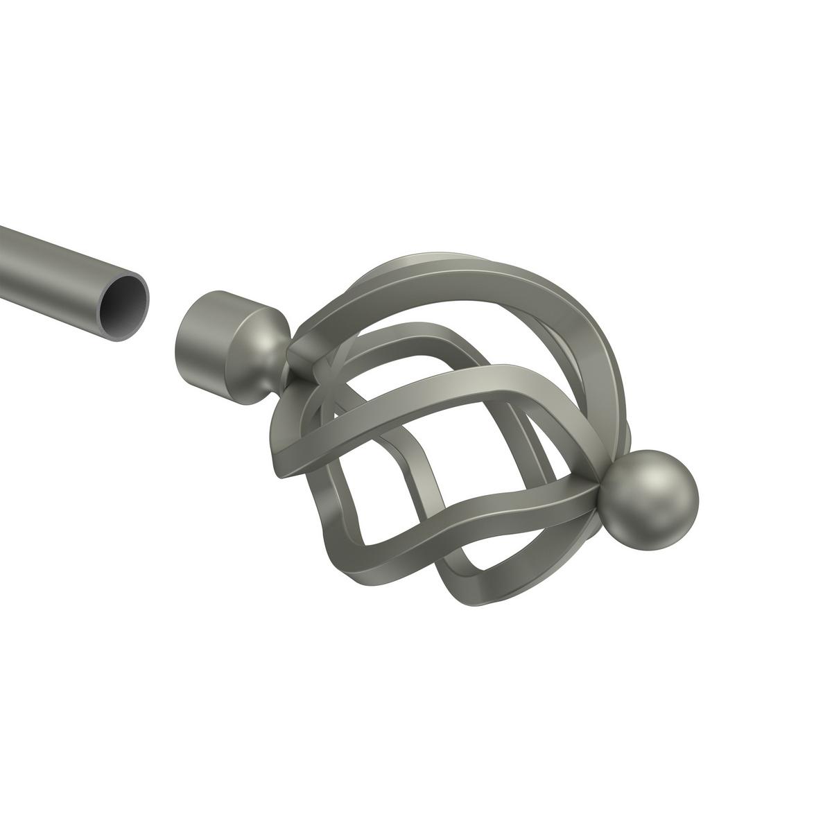 ENDSTÜCKE FÜR GARDINENSTANGEN 16 mm Ø, Paolo Chrom matt, Packung 2 Stück - Chromfarben/Nickelfarben, Metall (10.6/6.9/6.9cm) - INTERDECO