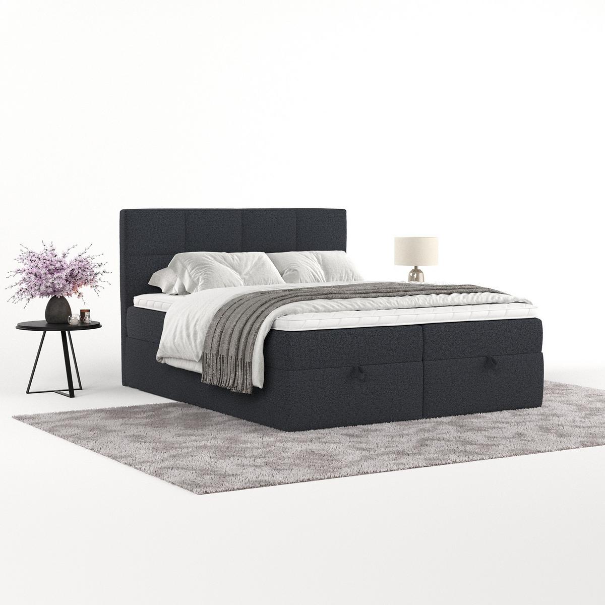 BOXBETT Velto 160/200 cm Anthrazit im Riva Stoff - Anthrazit/Schwarz, Holz/Holzwerkstoff (160/200cm) - AltaBeds