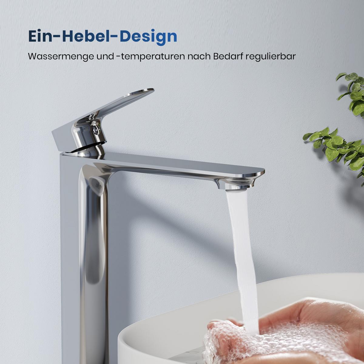 WASCHTISCHARMATUR aus 4MS-Messing Verchromt 21,5 cm - Chromfarben, Metall (21.5/26.9/4.9cm) - EMKE