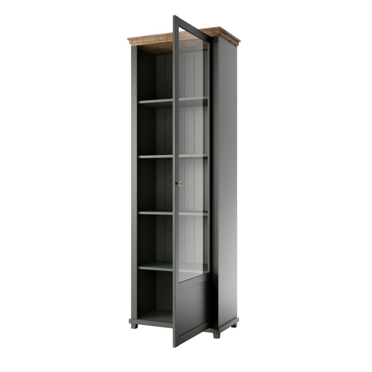 VITRINE Martin Grün und Holz - Grün, Holzwerkstoff (71/200/42cm) - Petits-meubles