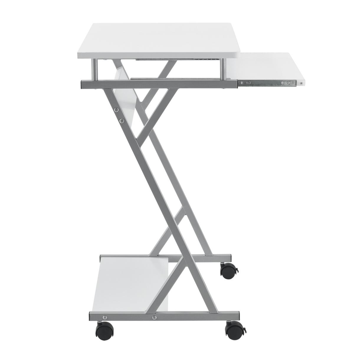 SCHREIBTISCH rollbar - Weiß, Holzwerkstoff/Metall (40/60/75cm) - [en.casa]