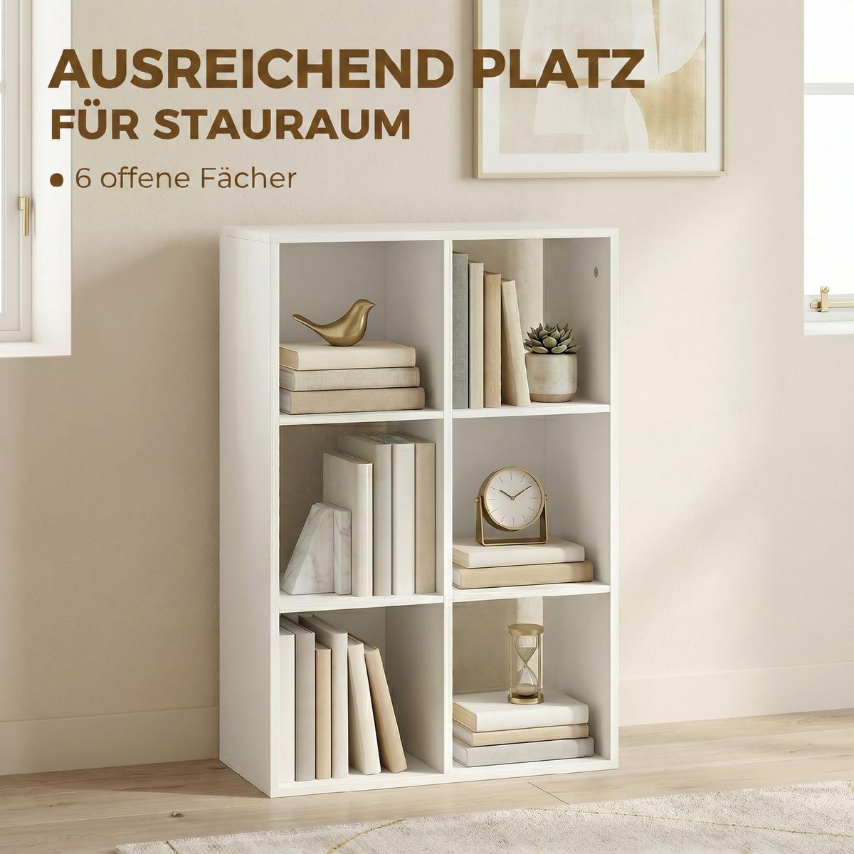 BÜCHERREGAL Spanplatte Weiß - Weiß, Holzwerkstoff (29.5/91.5/61.5cm) - HOMCOM