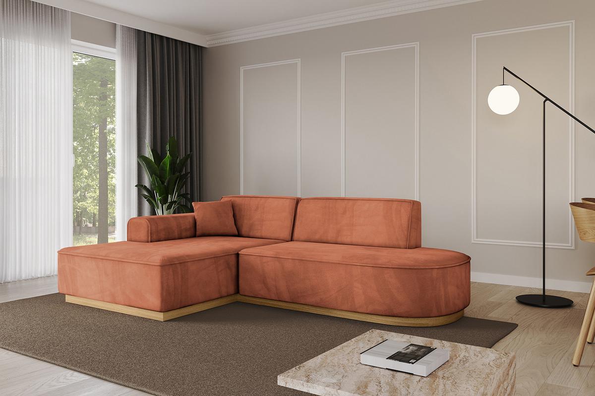 ECKSOFA Ottomane Links IREA-L1-v2 - 232x165x80 cm Apricot - Koralle, Holzwerkstoff/Textil (232/165cm) - ALTDECOR