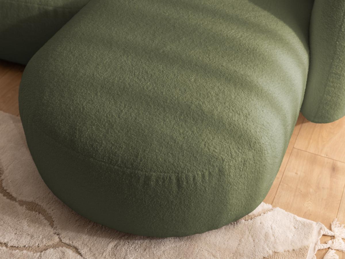 ECKSOFA Nuvola mit abgerundetem Design Grün Bouclé-Stoff - Ottomane Rechts - Schwarz/Grün, Holz/Kunststoff (190/146cm) - S-Style Möbel