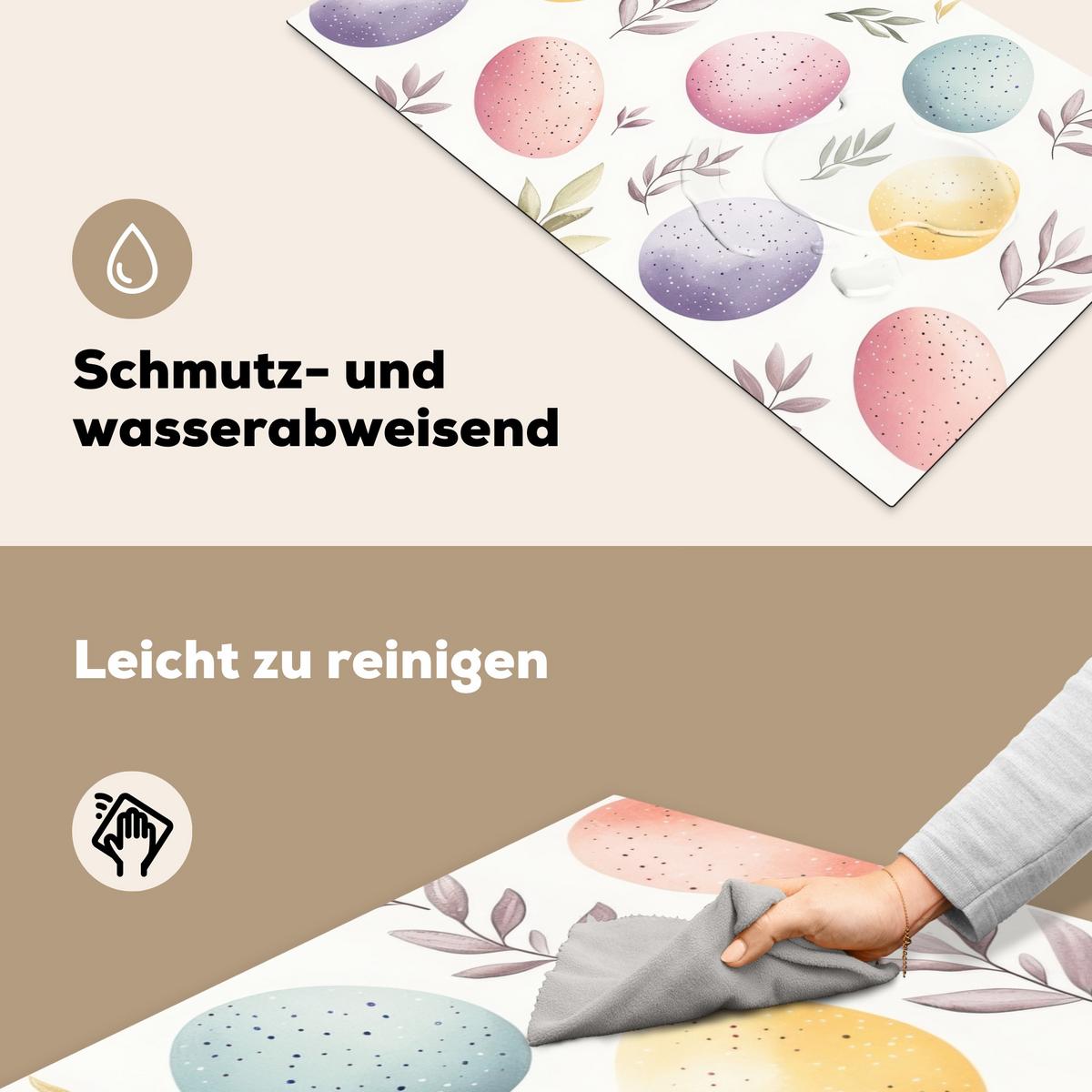 HERDABDECKPLATTE Eier - Bunt - Muster Induktionsschutz 91.6x52.7 cm - Weiß, Kunststoff (91.6/52.7/0.2cm) - MuchoWow
