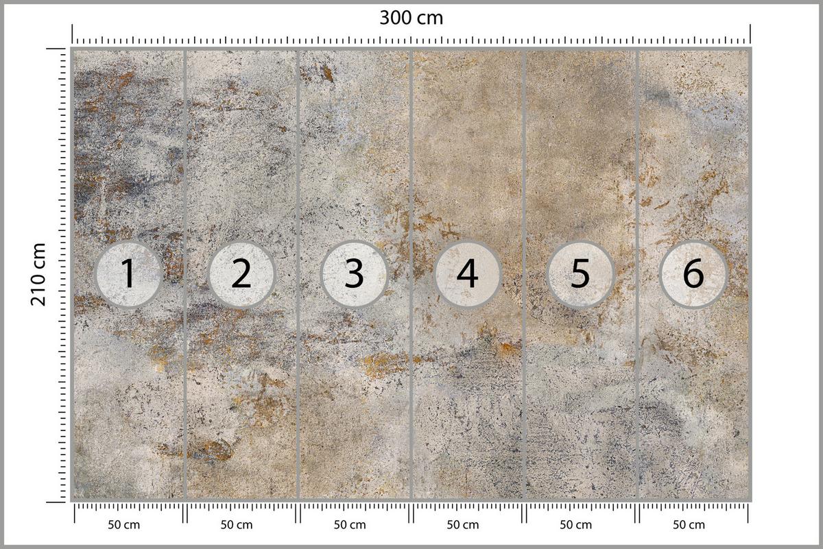 FOTOTAPETE für Wohnzimmer Grau Rost Beton Abstraktion 300x210 - Beige/Orange, Papier (300/210cm) - Muralo