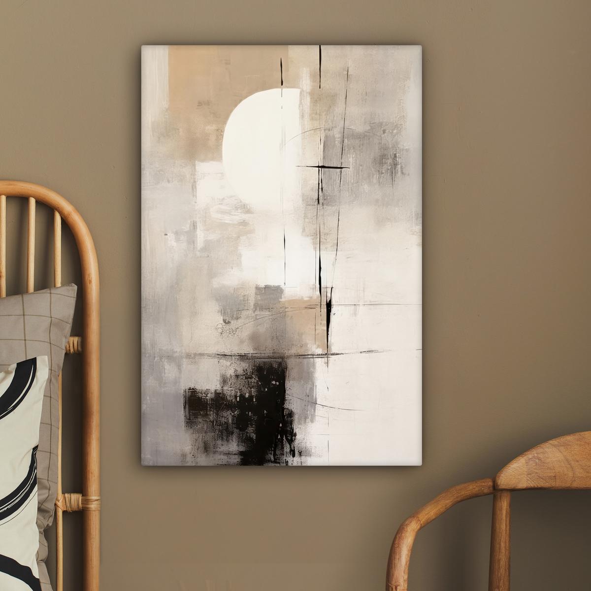 LEINWANDBILD Abstrakt - Kunst - Grau Wanddeko Schlafzimmer 60x90 cm - Hellgrau, Textil (60/90cm) - MuchoWow