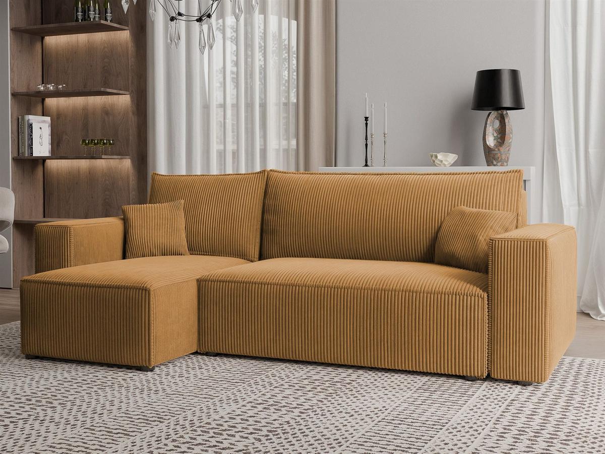 ECKSOFA Adara Mit Schlaffunktion - Gelb, Holzwerkstoff/Textil (244/145cm) - Fun Möbel
