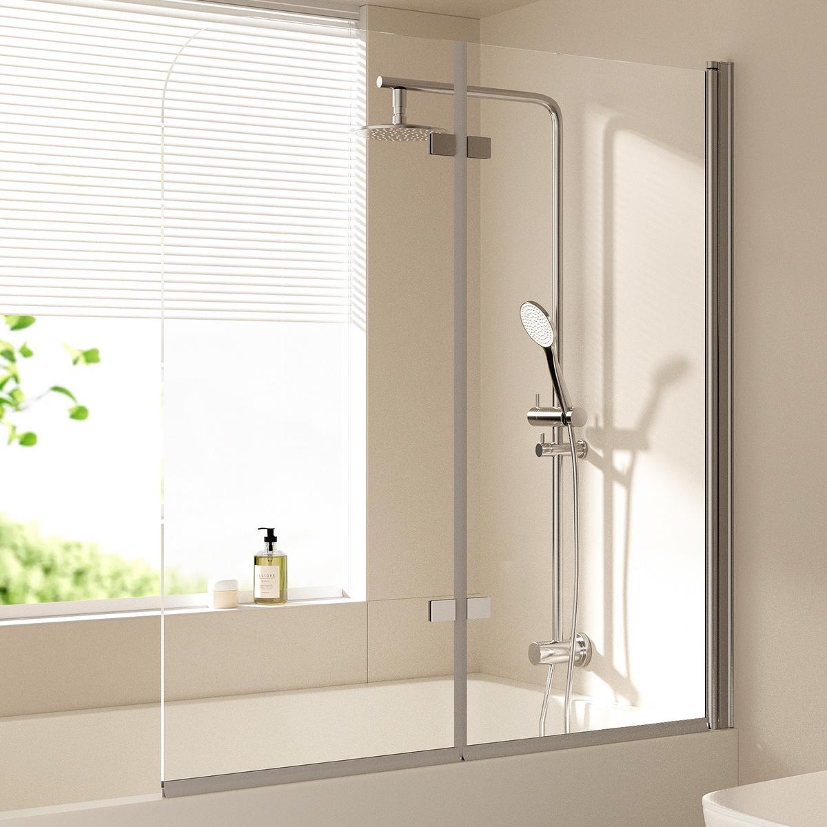 BADEWANNENAUFSATZ 2-teilig faltbar 120/140 cm - Transparent, Glas (120/140cm) - EMKE