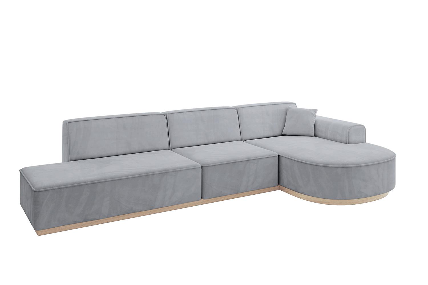 ECKSOFA Ottomane Rechts ARRIO-L2 - 328x171x83 cm Hellgrau - Grau, Holzwerkstoff/Textil (328/171cm) - ALTDECOR