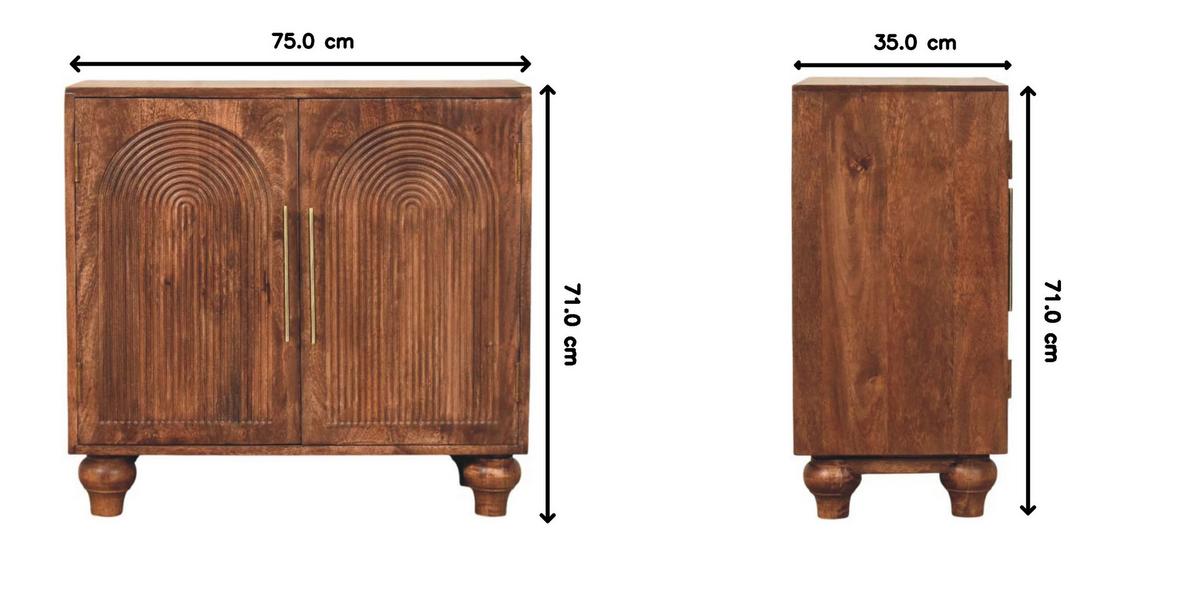 SIDEBOARD mit Roasted-Almond-Finish, 2 Türen, 2 Innenablagen, braun. - Goldfarben/Braun, Holz/Metall (75/71/35cm) - Artisan Furniture