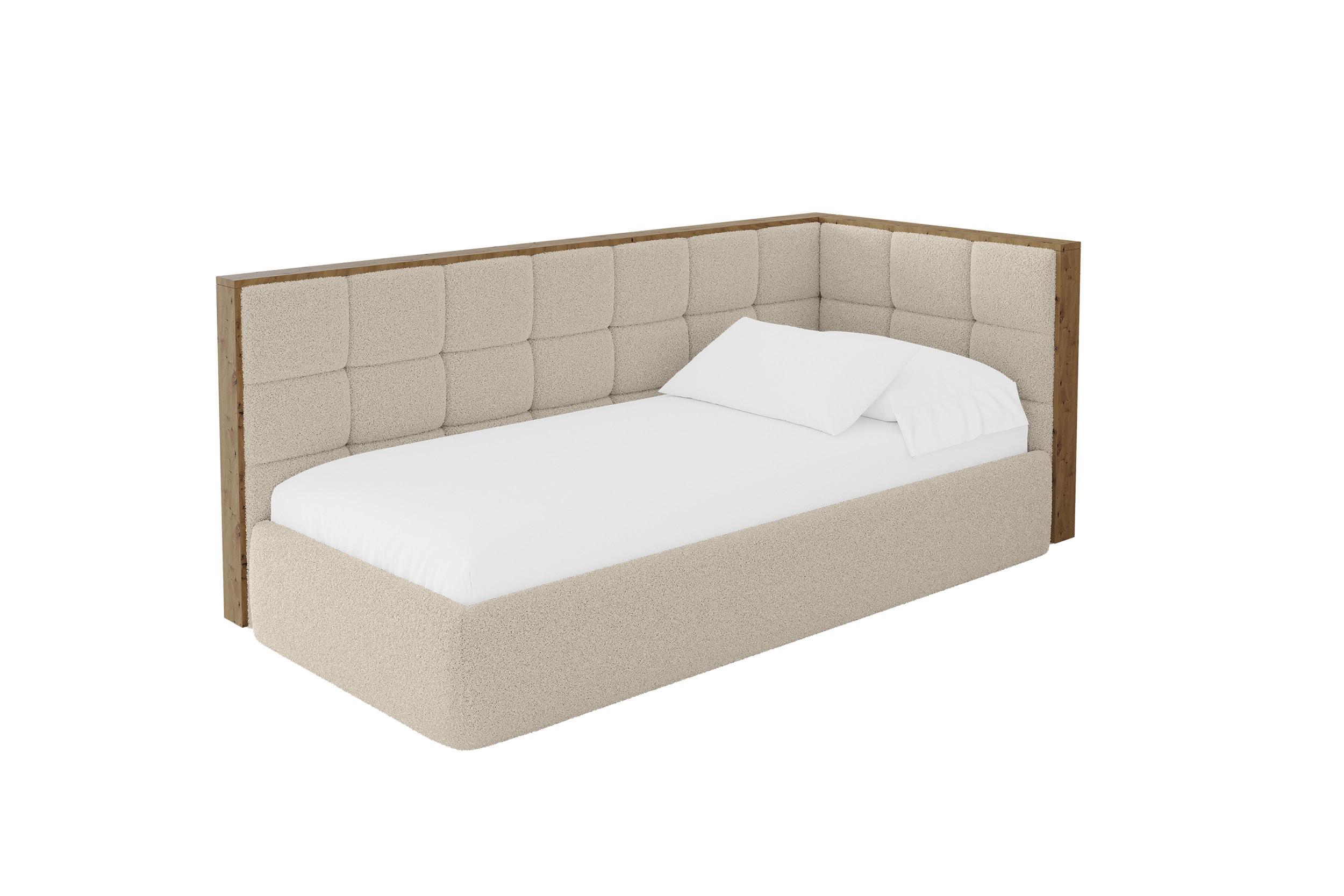 EINZELLBETT Jugendbett mit Bettkasten und Matratze H3/H4, Links - SOVY 100x200 Dunkelbeige - Cappuccino, Holzwerkstoff/Textil (100/200cm) - ALTDECOR