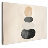 LEINWANDBILD Japandi - Wabi sabi - Beige Wohnzimmer Groß 120x80 cm - Taupe, Textil (120/80cm) - MuchoWow