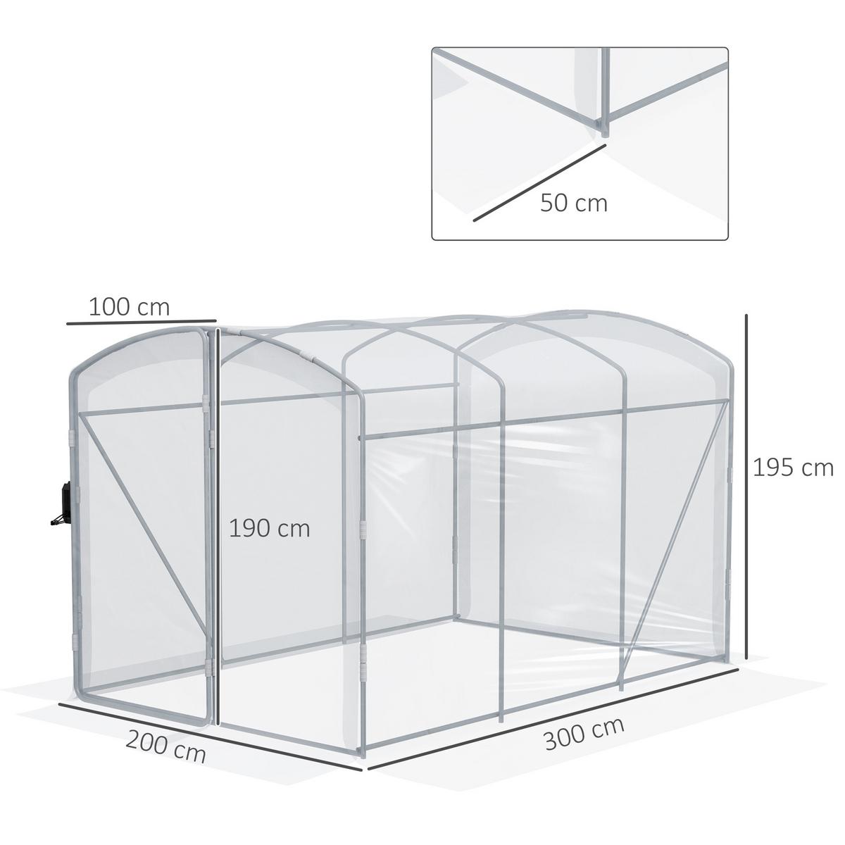 FOLIENGEWÄCHSHAUS, Tunnel-Gewächshaus mit 1 Tür, für Garten, Balkon, PE, Transparent - Transparent, Kunststoff (200/195/300cm) - Outsunny