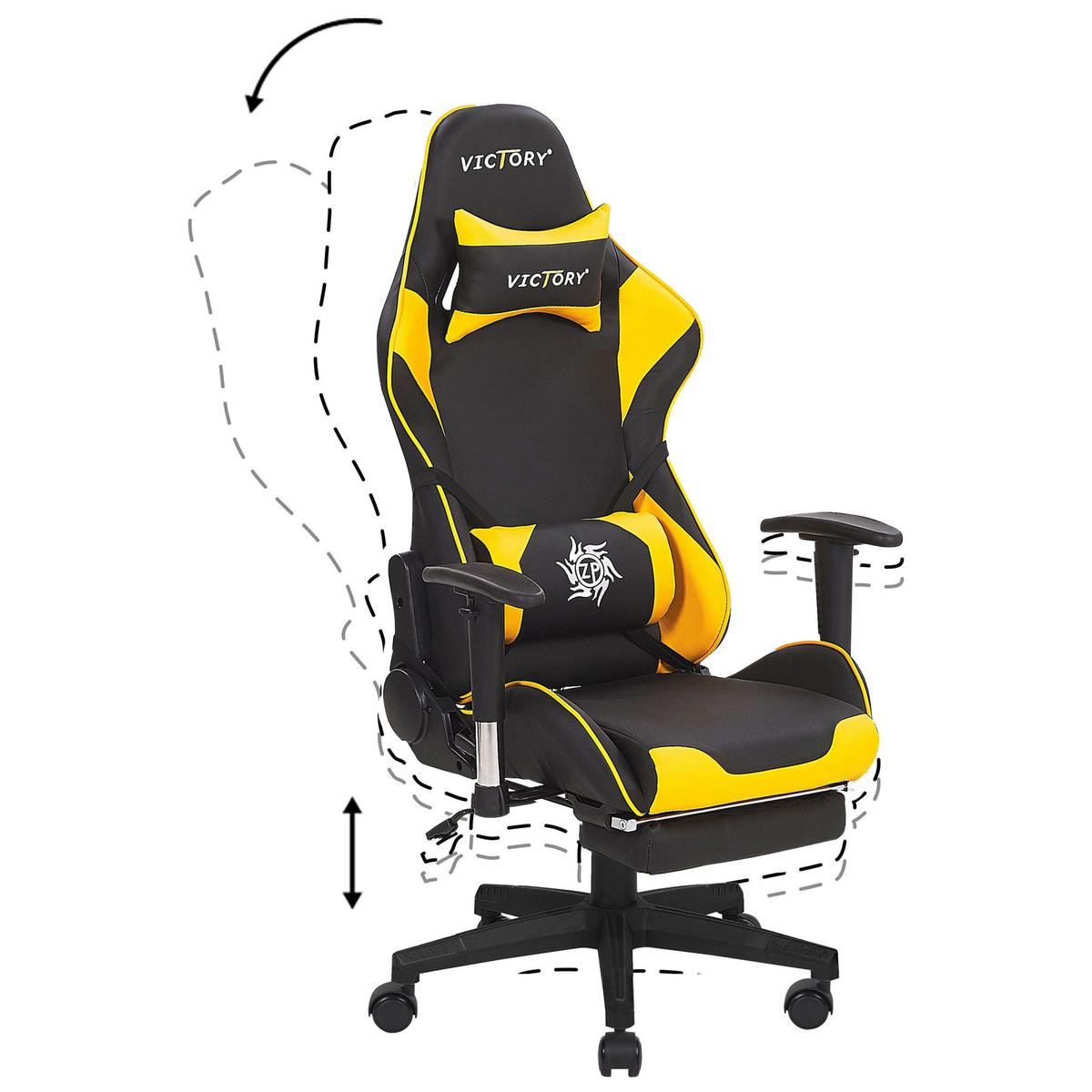 GAMINGSTUHL Kunstleder Schwarz/Gelb Victory - Schwarz, Kunststoff/Textil (55/124/60cm) - Beliani