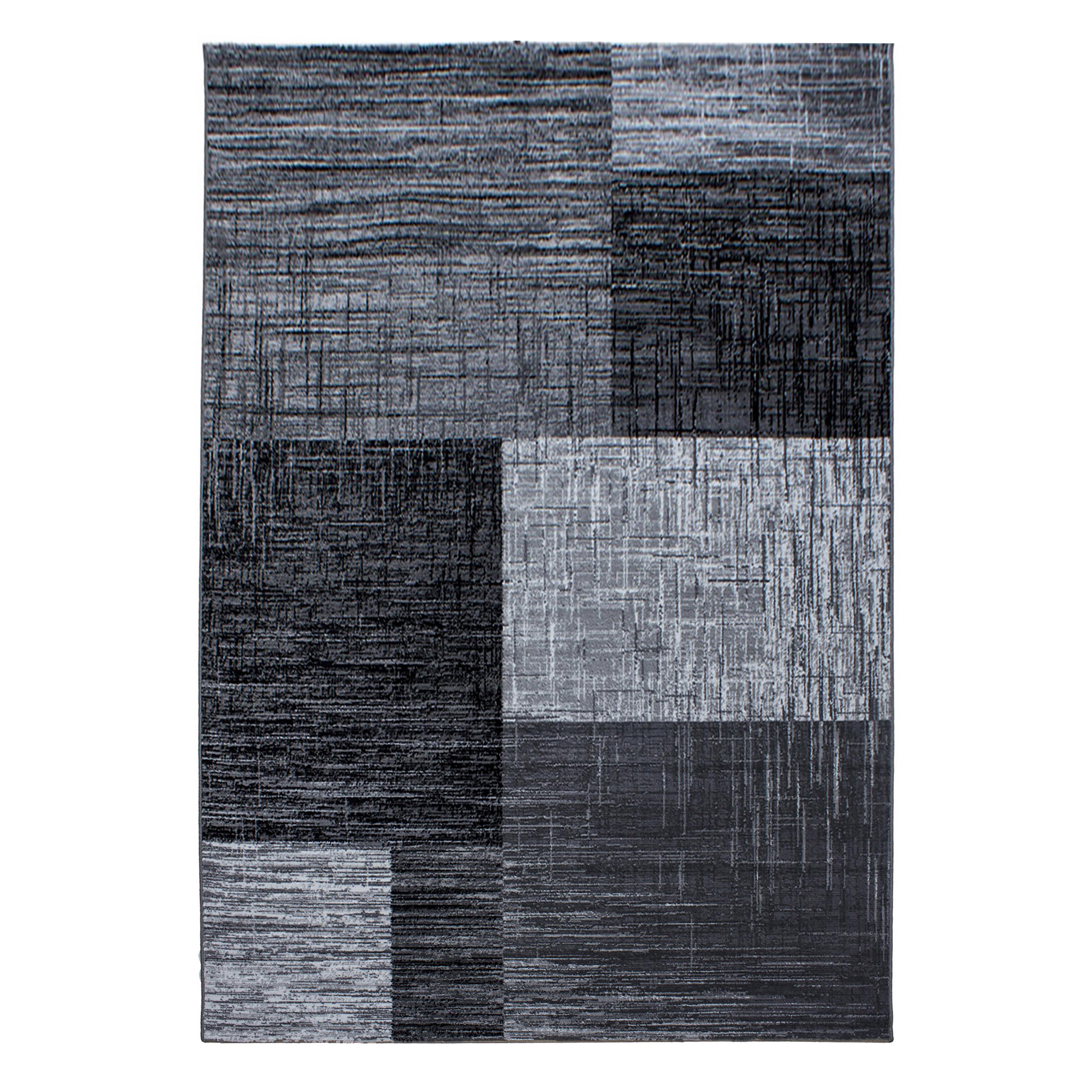 TEPPICH Kurzflor INN in Schwarz, abstrakt kariert, 240 x 340 cm - Schwarz, Textil (240/340cm) - KADIMA DESIGN