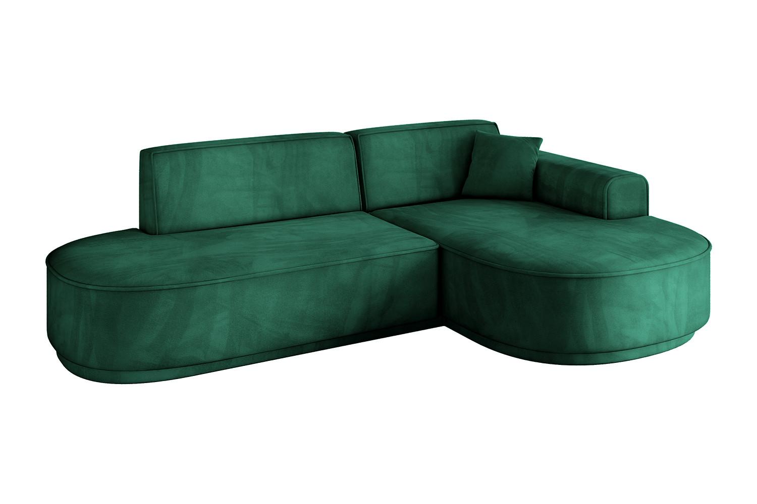ECKSOFA Ottomane Rechts MARI-L1-v3 - 243x171x83 cm Grün Velours - Schwarz/Grün, Holzwerkstoff/Kunststoff (171/243cm) - ALTDECOR