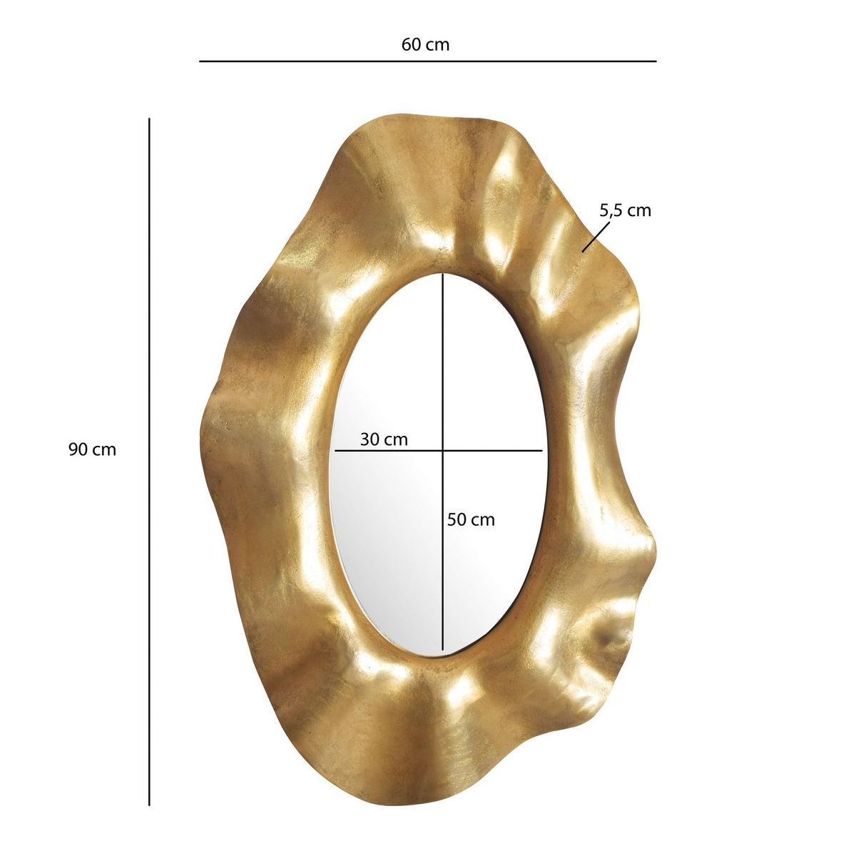 WANDSPIEGEL Asymmetrisch Metall Gold 60x90 cm Modern - Goldfarben, Glas (60/90/6cm) - KADIMA DESIGN