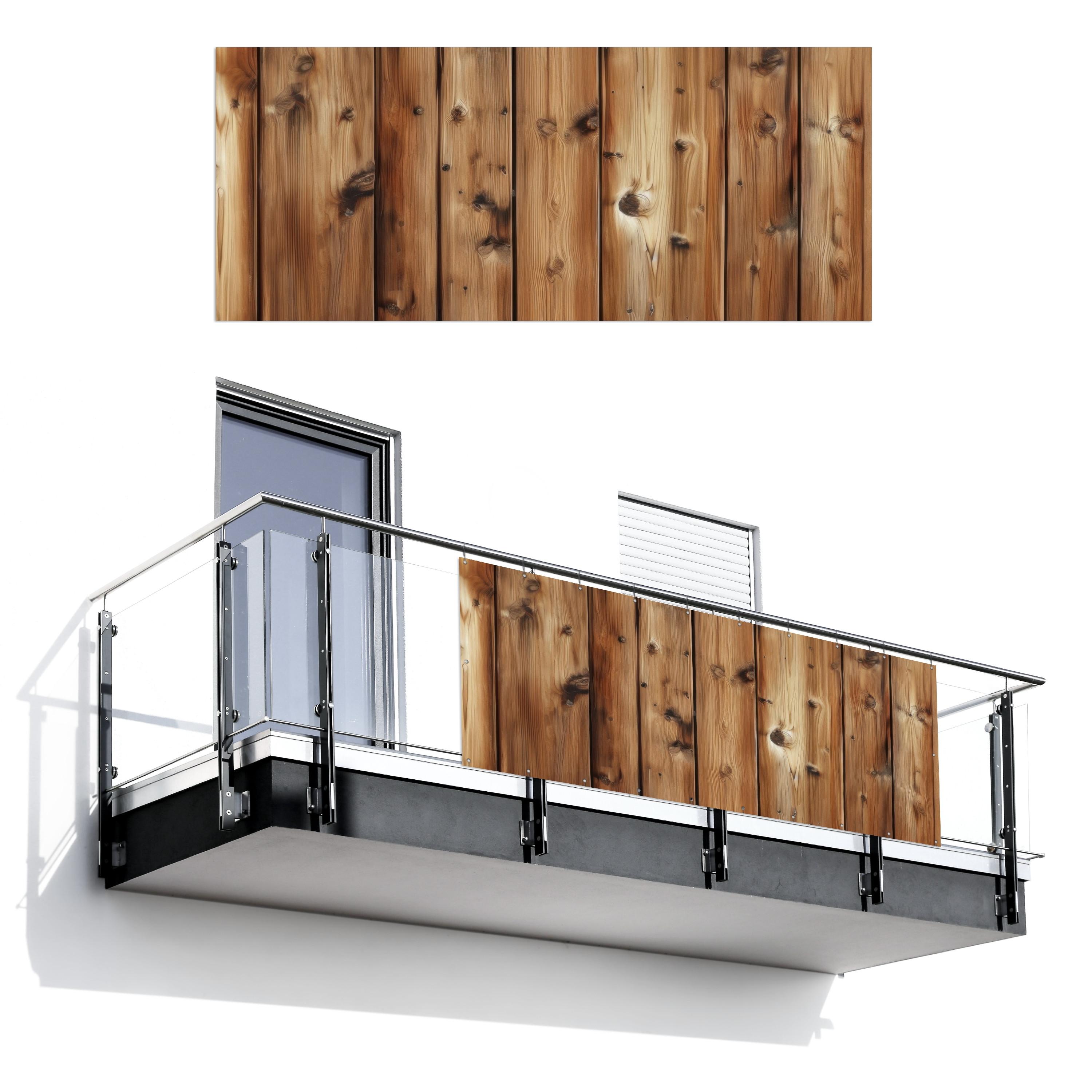 BALKON-SICHTSCHUTZ Holz - Regale - Braun Balkon Deko 300x120 cm - Buchefarben, Kunststoff (300/120cm) - MuchoWow