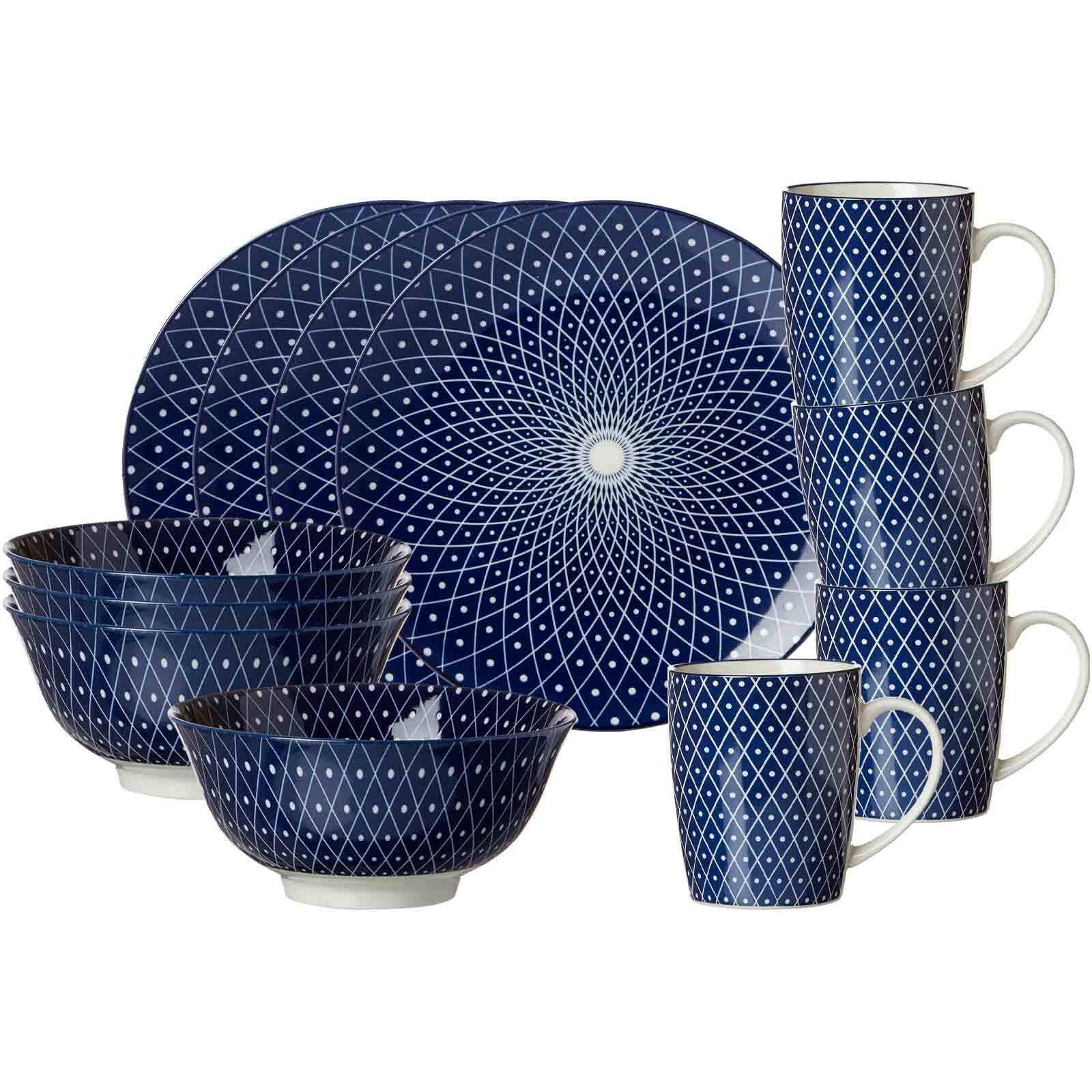 FRÜHSTÜCKSSET Royal Reiko blau-weiß 12-tlg. - Blau/Weiß, Keramik (2/2/2cm) - Ritzenhoff Breker