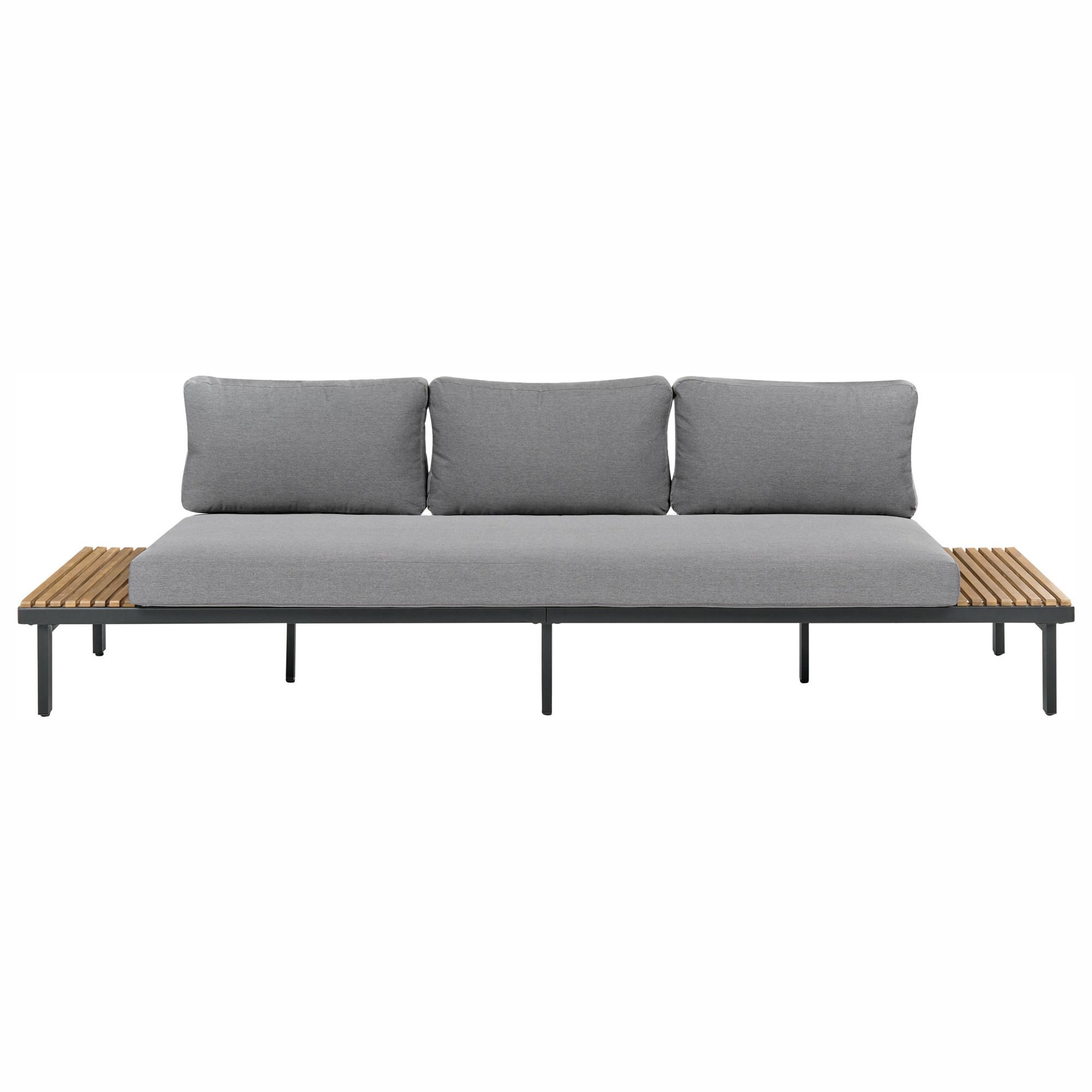 GARTENSOFA 3-Sitzer Akazienholz Dunkelgrau Fivizzano - Dunkelgrau/Braun, Holz (266/78/69cm) - Beliani