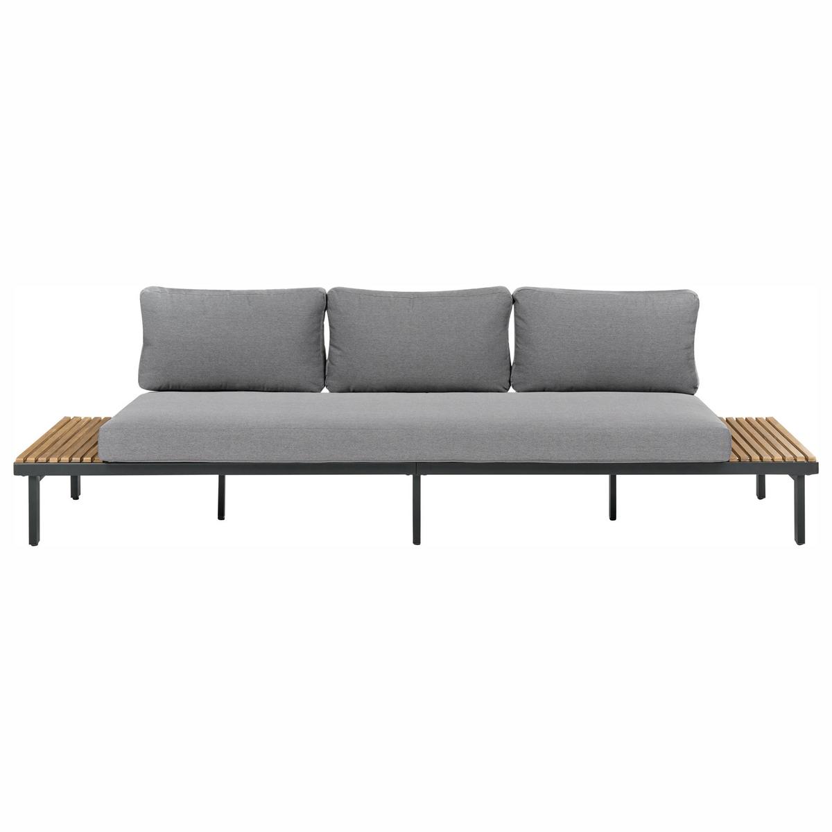 LOUNGE-SET mit Tisch 5-Sitzer Akazienholz Dunkelgrau Fivizzano - Dunkelgrau/Braun, Holz - Beliani