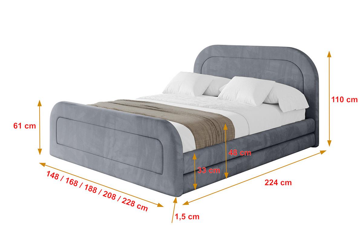 POLSTERBETT mit Bettkasten, Fußteil und Lattenrost, Boxbett ohne Matratze - LERIS-Z 180x200 Grau - Grau, Holzwerkstoff/Textil (180/200cm) - ALTDECOR