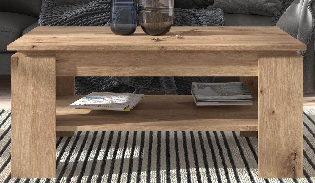 COUCHTISCH Eiche Nox 100 x 60 cm, Wohnzimmertisch mit Ablage - Eichefarben, Holzwerkstoff/Metall (100/60/45cm) - Inn.Furn