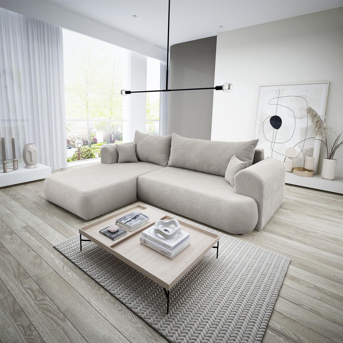 ECKSOFA Anike In Now Or Never - Beige, Holzwerkstoff/Textil (260/173cm) - Fun Möbel