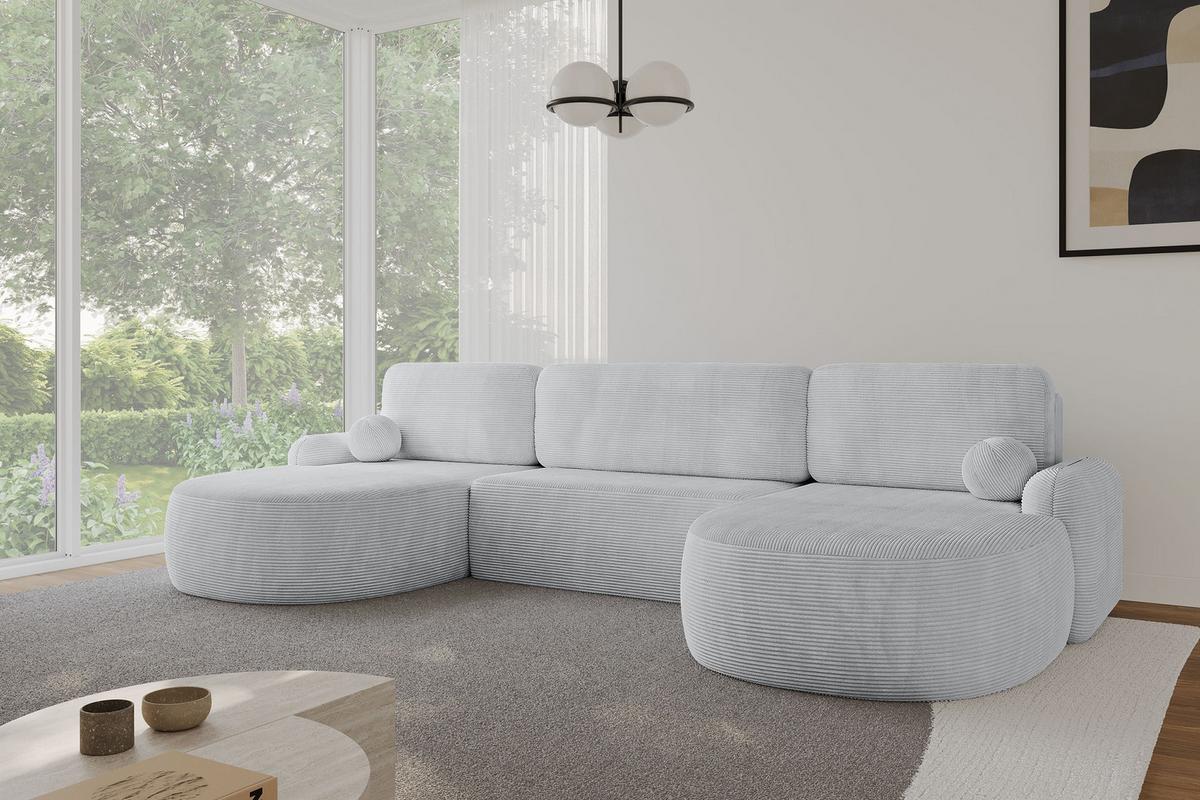 WOHNLANDSCHAFT mit Schlaffunktion und Bettkasten LIRA-U - 335x172x89 Grau - Graphitfarben, Holzwerkstoff/Textil (335/89/172cm) - ALTDECOR