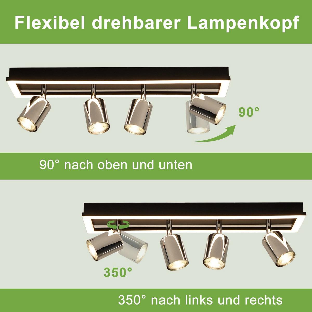 DECKENSTRAHLER Day 4-flammig 52/13/15.5cm - Schwarz, Metall (52/13/15.5cm) - Nettlife