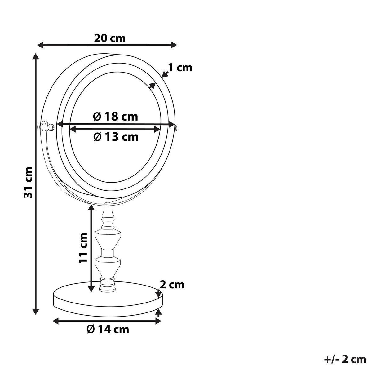 KOSMETIKSPIEGEL silber mit LED-Beleuchtung 20 cm Laon - Silberfarben, Metall (20/31/14cm) - Beliani
