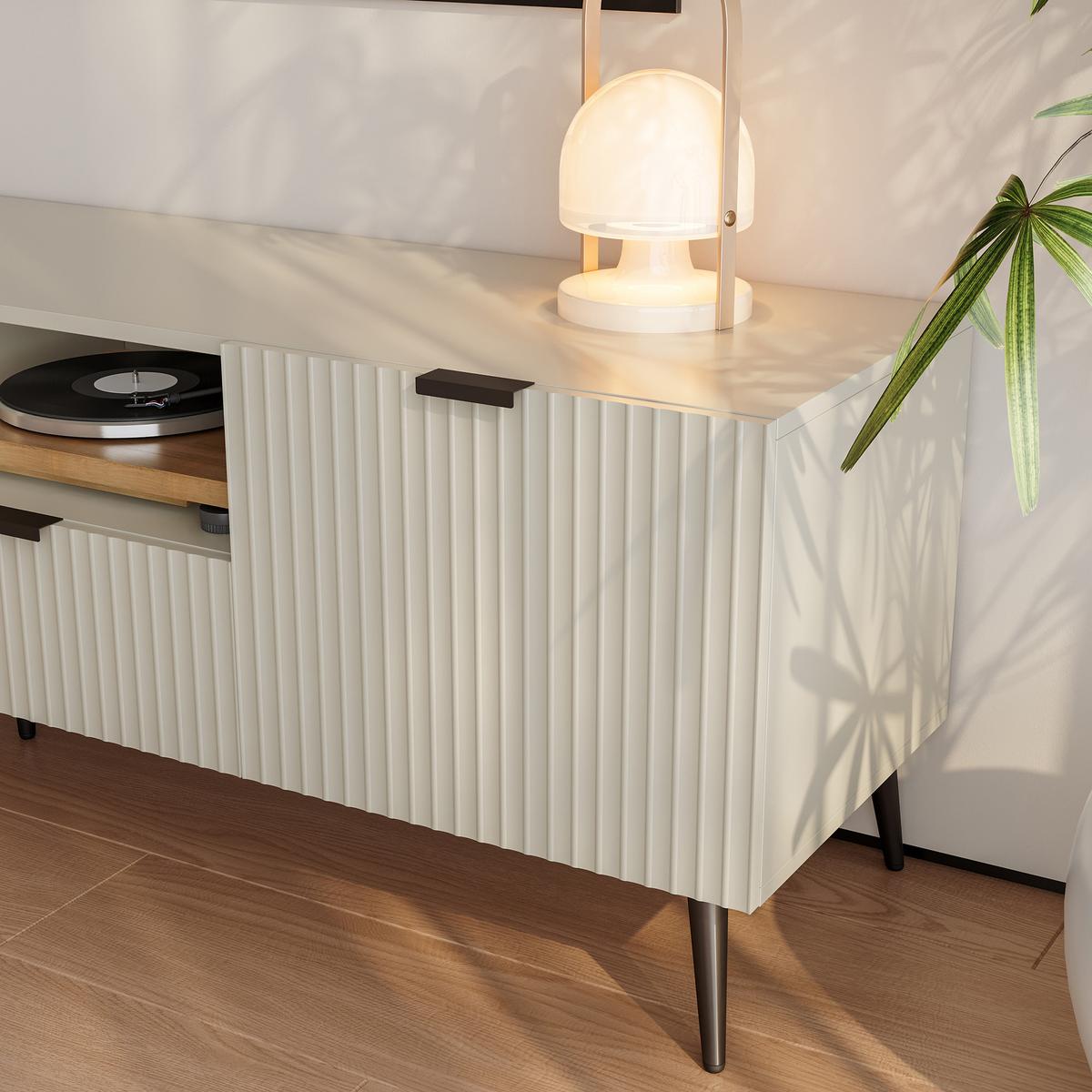 FERNSEHSCHRANK Nand - Sandfarben, Holzwerkstoff/Metall (40/51/180cm) - [en.casa]