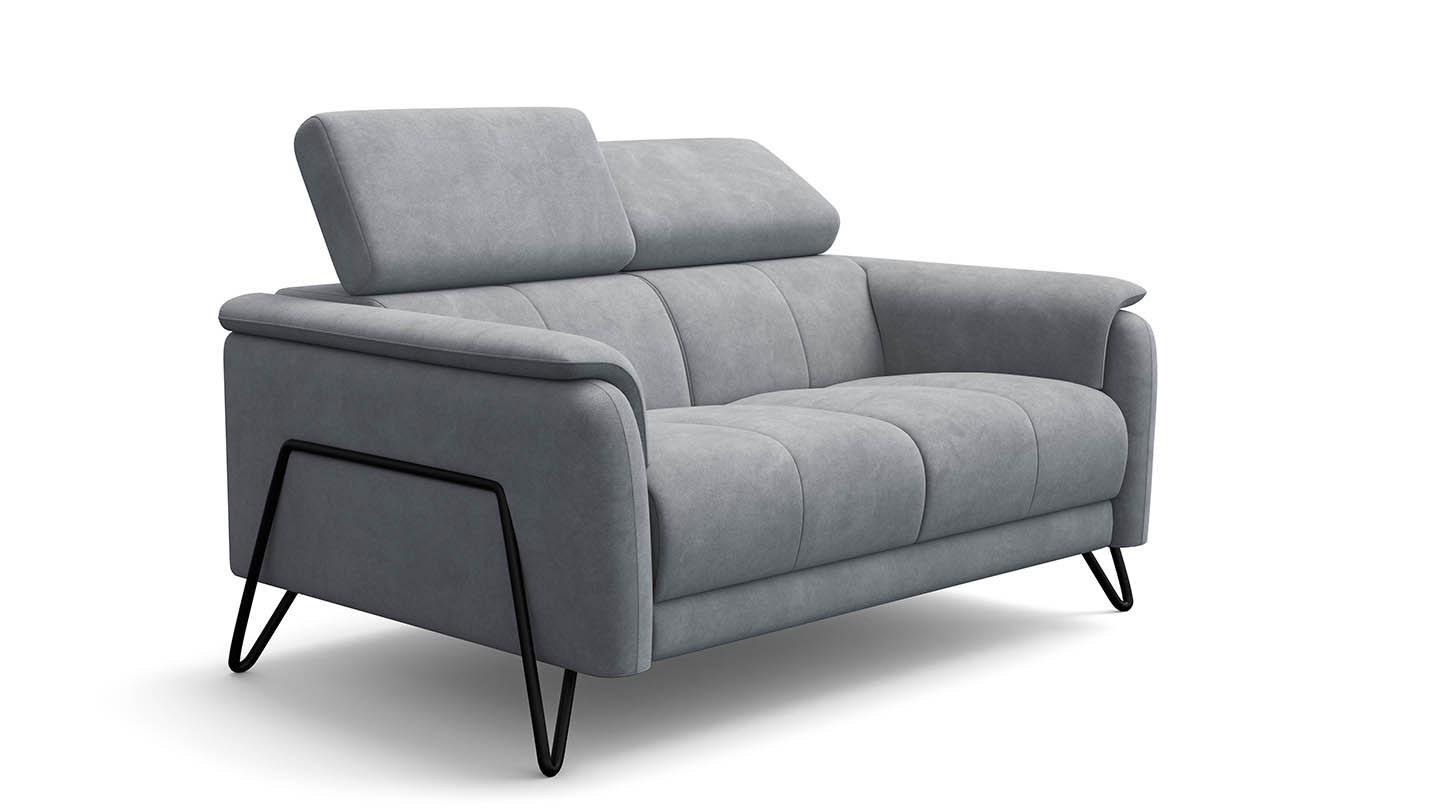 SOFA RODEN 2-Sitzer, hellgrau, Veloursstoff - Hellgrau, Holz/Textil (152/82/103cm) - Wozimo