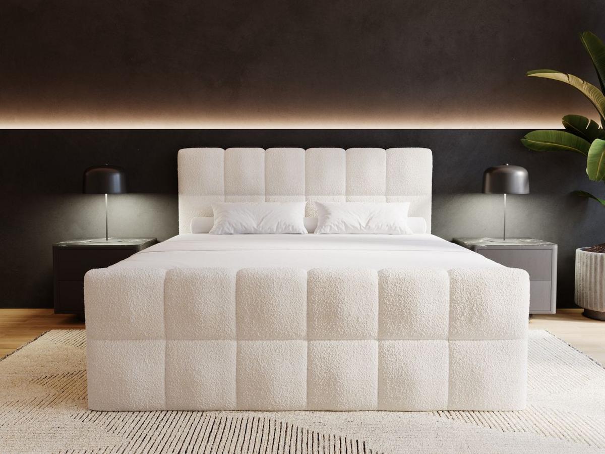 BOXBETT Alicante 140x200 Bouclé-Stoff Creme - Creme, Holz/Textil (140/200cm) - Graingold